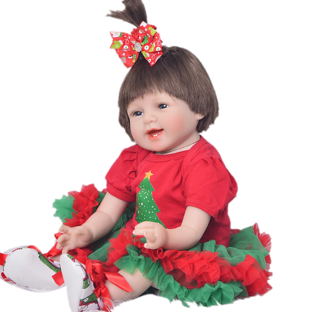 

Cosplay XMAS Tree Reborn Babies Girl 55 cm Realistic Silicone Vinyl Reborn Dolls Smiling Baby Toys 22'' Fashion Birthday Gifts