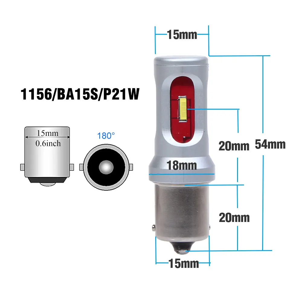 2 Bosmaa Автомобильный светодиодный стоп сигнал 1200Lm 1156 PY21W T15 1157 P21/5W BAY15d S25 CSP