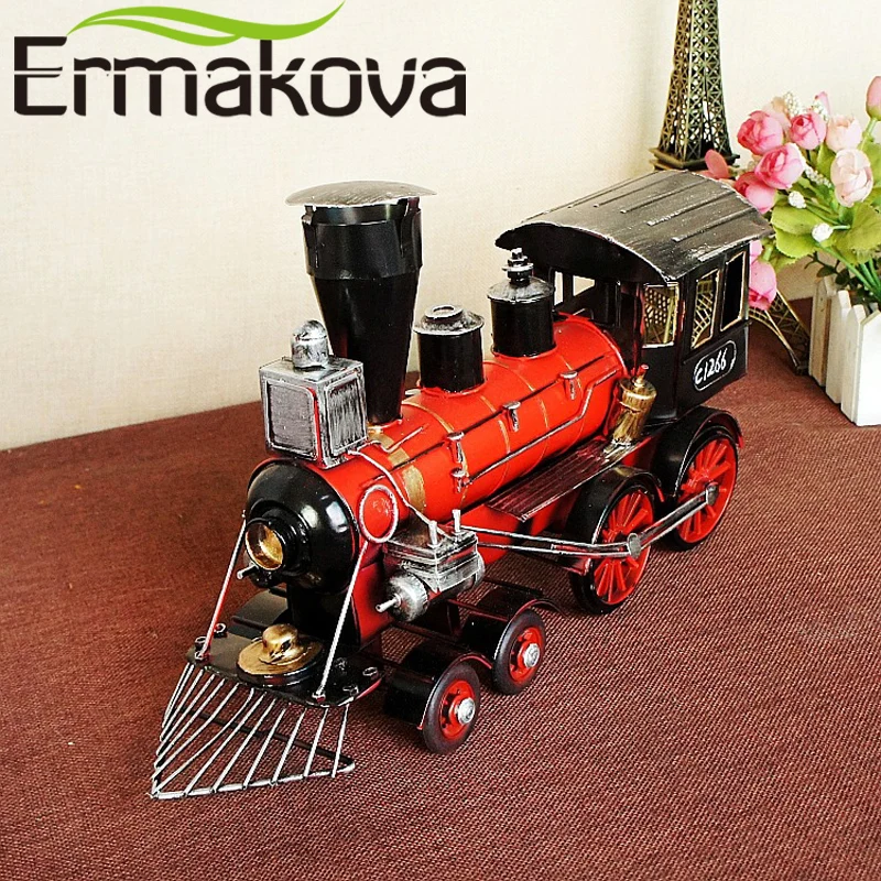 ERMAKOVA 40 см Ретро поезд двигатель Паровая фигурка винтажная классическая модель