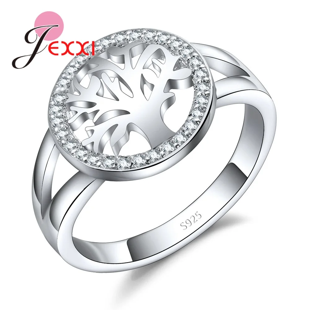 

Fashionable 925 Sterling Silver Rings Round Tree of Life Cubic Zirconias Design For Women Engagement Wedding Ring