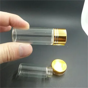 

8ml 15ml 20ml 25ml Glass Bottles for Weding Decoration Empty Jars Gold Color Cap Bottles Pendant Jewelry 50pcs Free Shipping