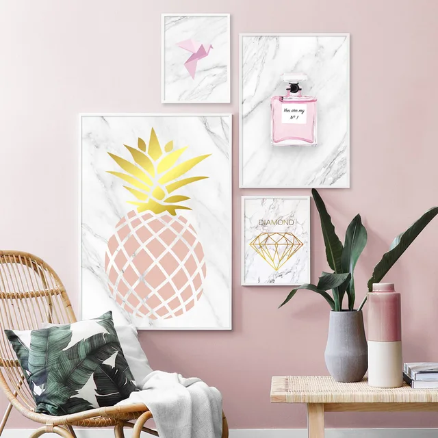 Marble Pineapple Perfume Diamond Quotes Wall Art 1