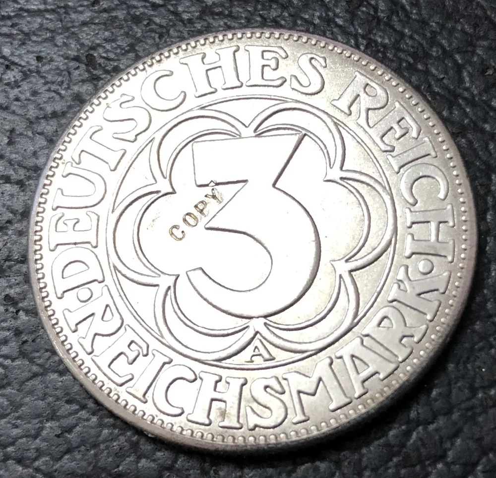

1927 Germany-1871-1948 3 Reichsmark Nordhausen Silver Plated Copy Coin