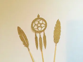 

glitter Boho tribal arrows feathers Cupcake Appetizer toppers bridal shower Wedding engagement Bachelorette party food picks