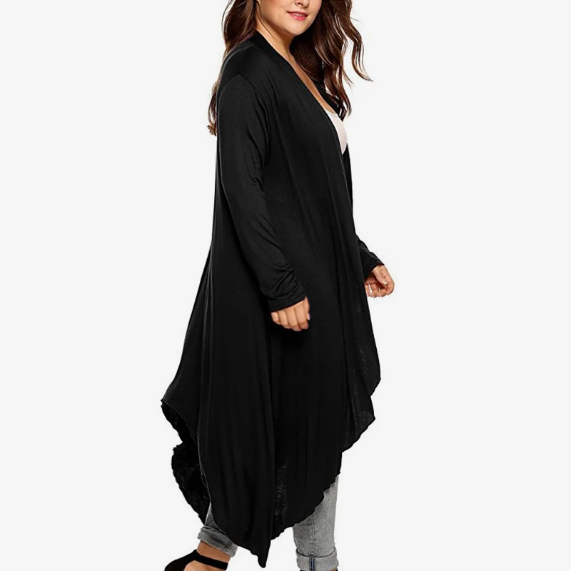Irregular Solid Kimono Long Women's Caidigan Robe Full Sleeve Feminine Shirts 2019 Autumn Women Casual Tops Plus Size XL-5XL