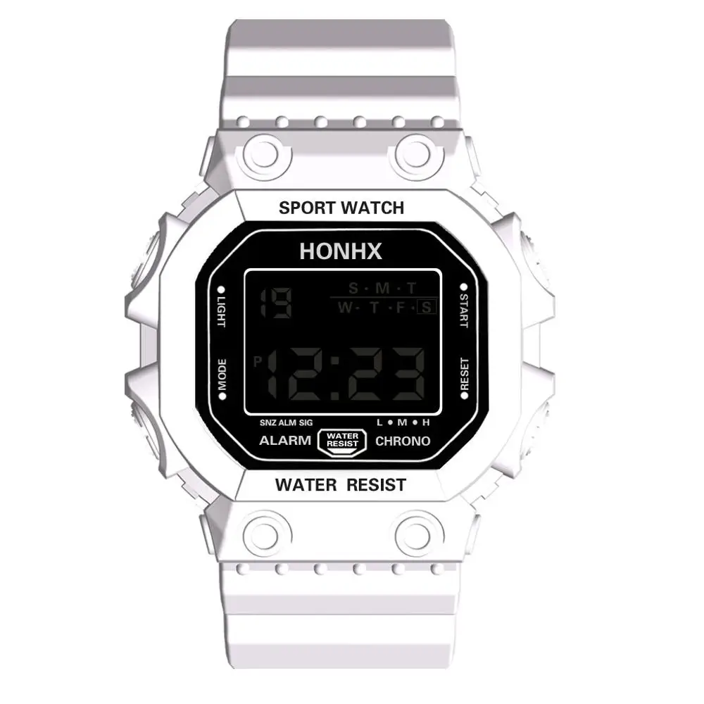 HONH модные цифровые часы спортивные мужские часы уличные электронные часы силиконовый ремешок Led Reloj deportivo para hombre часы - Цвет: Белый