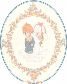 

European Style Fishxx Cross Stitch 14CT Kit H001 Cute Cartoon Characters Pattern Bride And Groom Festive Wedding Hand Embroidery