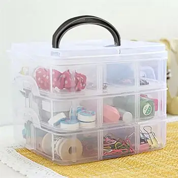 

3 Layers 18 compartments Plastic Adjustable Storage Box Case Holder Organizer Home Accessories