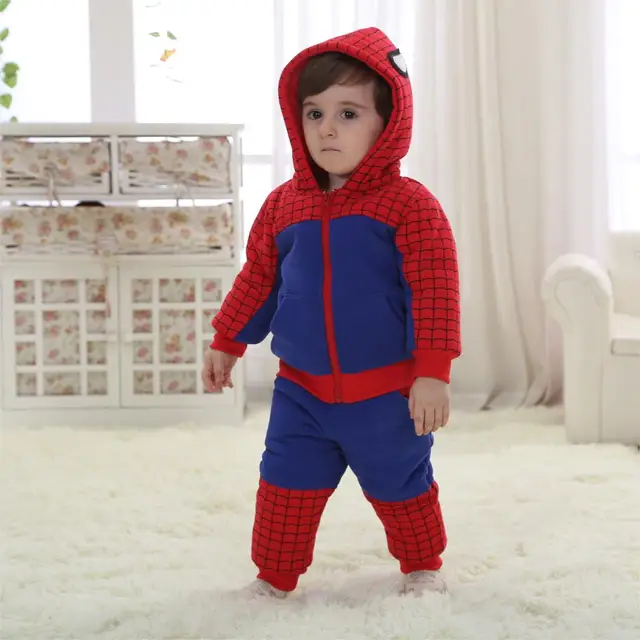Winter Spiderman Baby Clothing Set Warm With Hood Costume For Baby 5