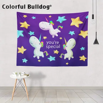 

Cuteness Fashion Animals Bedspread Tapestry Colorful Rainbow Diamond Lovely Unicorn Large Decor Custom Woven 130-150 Tapestries