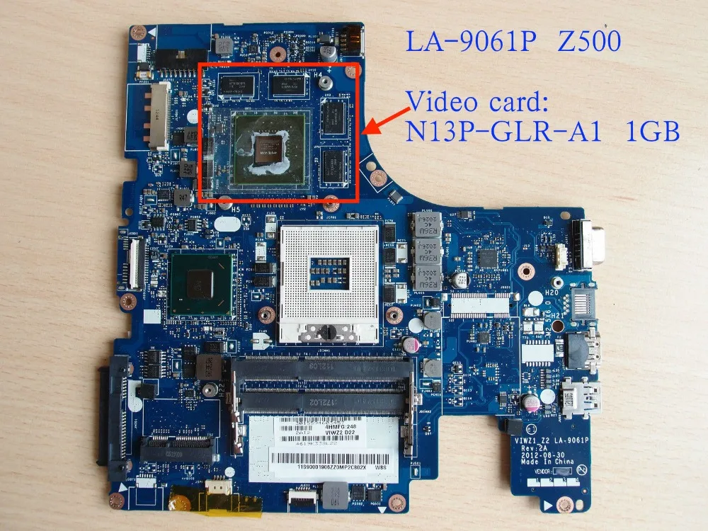 

Working perfectly For Lenovo Z500 la-9061p Laptop Motherboard with N13P-GLR-A1 1GB video card