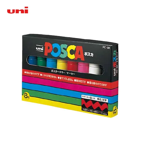 Uni Posca маркерные ручки PC-1M/PC-3M/PC-5M водостойкий художественный маркер для рекламы, постера, поп, CD