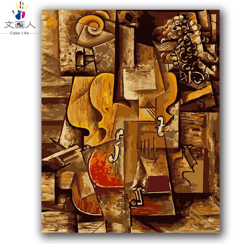 

Picasso abstract oil painting,colorful violin digital painting by numbers with kits on canvas draw coloring pictures by numbers