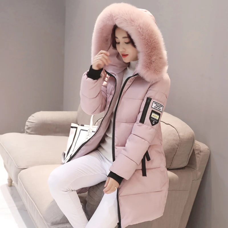 Новая модная женская зимняя куртка с меховым воротником, теплое Женское зимнее пальто с капюшоном