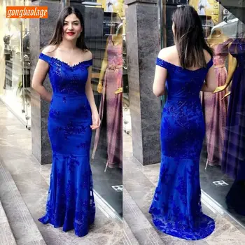 

Graceful Royal Blue Mermaid Evening Dresses Long Lace Sweetheart Slim Fit Evening Gowns Customized Sexy Women Formal Party Dress