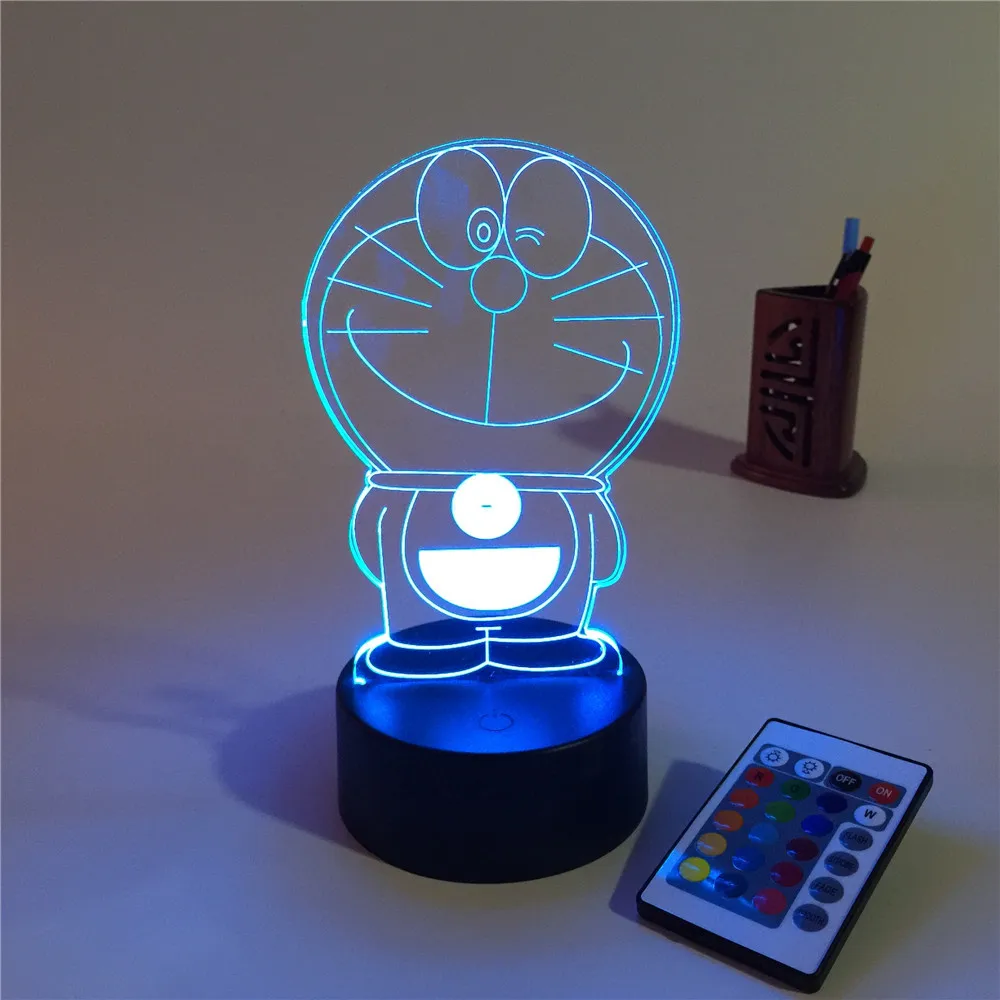 Doraemon 3D стерео лампа видения акриловая 7 цветов Изменение USB прикроватный ночник