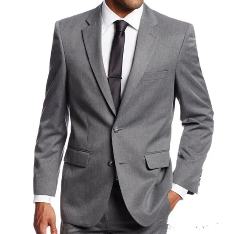 2018 New Cheap Two Piece Gray Men Wedding Suits Custom Made Groomsmen