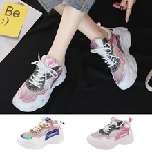 Модная женская спортивная обувь разных цветов со шнуровкой дышащие кроссовки Повседневная легкая мягкая обувь прогулочная обувь#4