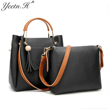 

Yeetn.H PU Leather Fashion Women Handbag High Quality Female Composite Bag With Tassel Big Space Women Bolse Sac A Main M5035