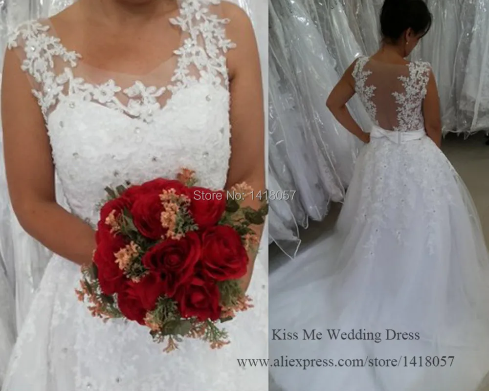 Vestidos Noivas 2015 импортные китай Большой размер свадебное платье кружевной линии свадебные платья аппликация бусины с бантом развертки поезд