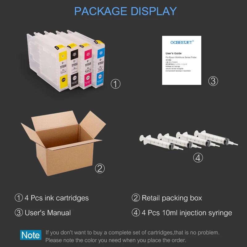 4 цвета/комплект картридж для принтера Epson|ink cartridge refill machine|ink hp 21ink t0711 |