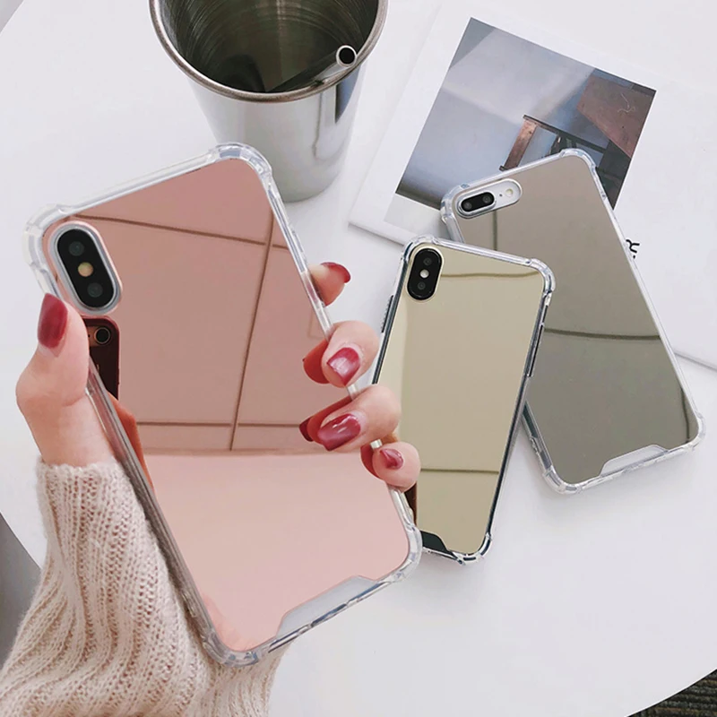  Luxury Mirror case For iphone XS Max XR Cover silicone soft TPU shockproof case for iPhone 6 6s 8 7 plus X coque women makeup (1)