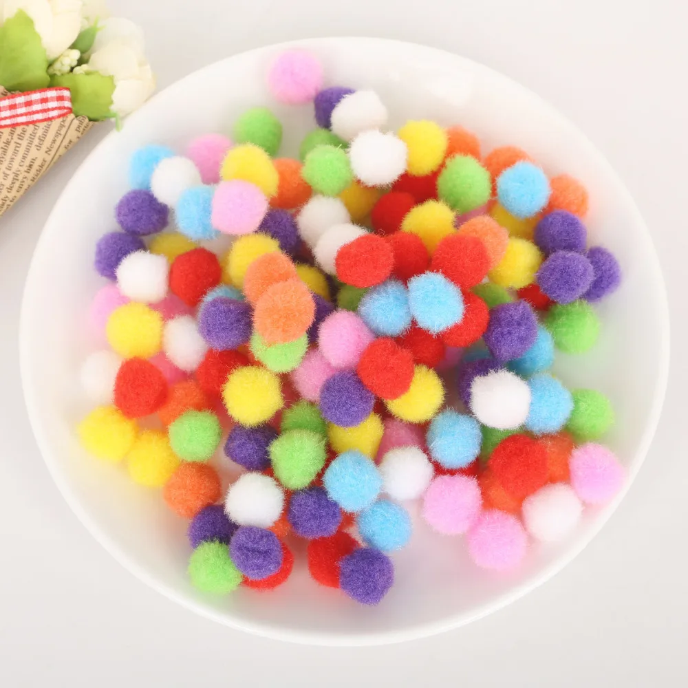 300-1500Pcs Mixed Color 10mm/15mm/20mm/25mm/30mm Round Pom poms Fur Balls DIY Crafts Pompom For Kids Wedding Home Decorations