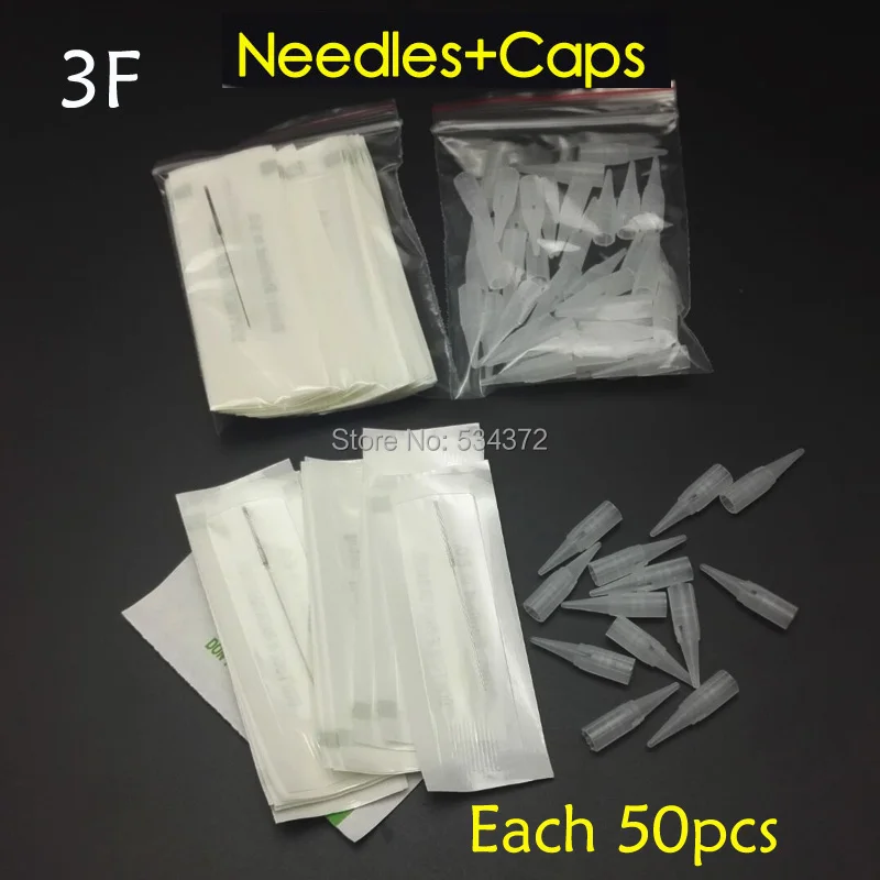 

3F (Needles +Tips Each 50pcs ) Professional Permanent Makeup Machine Needles Caps Free Shipping