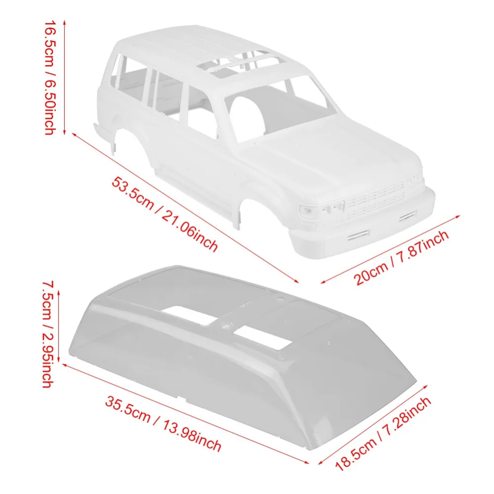 Гусеничный шасси Land Curiser LC80 белый жесткий кузова для осевой 90027 90028 90035 90022 колесная база 313 мм