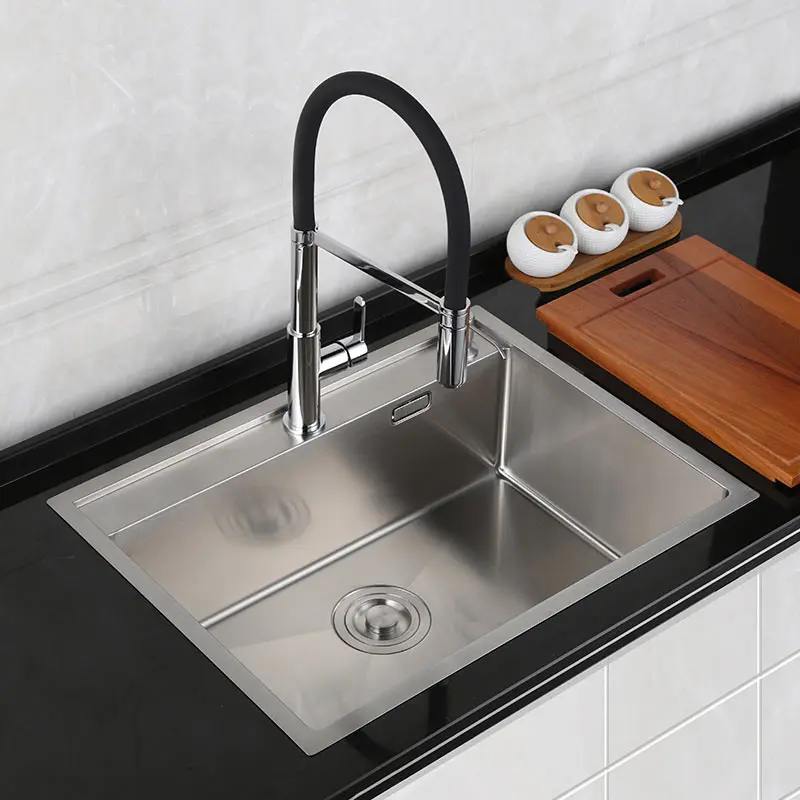 

304 stainless steel kitchen vegetable washing basin bowl increase single basin sink set splash proof design folding kitchen pots