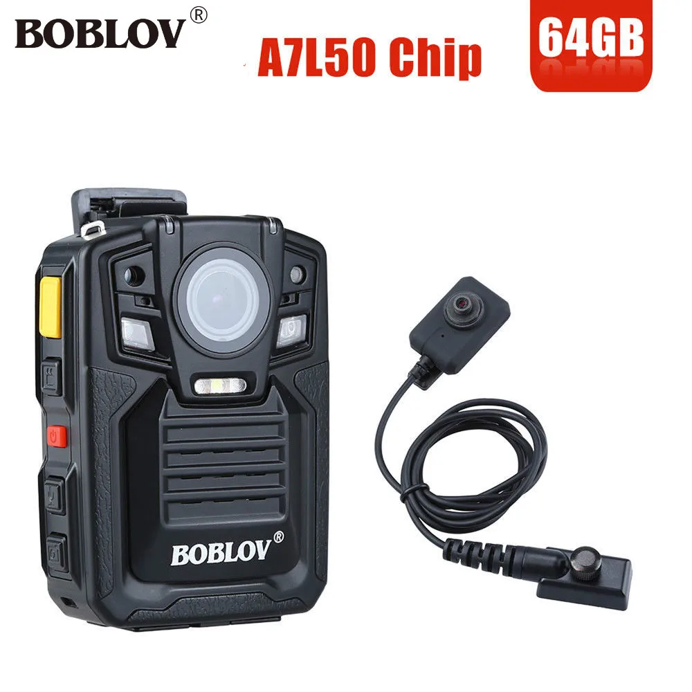 BOBLOV HD66-02 64GB HD 1296P Ambarella Body Камера носимый 2,0 lcd HDMI полицейский мини-камера видео рекордер с внешним HD объективом