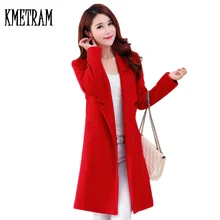 Новинка, длинное тонкое кашемировое пальто с открытым стежком, европейский стиль, воротник с отложным воротником, Осень-зима, шерстяное пальто, женская верхняя одежда, WUJ0446