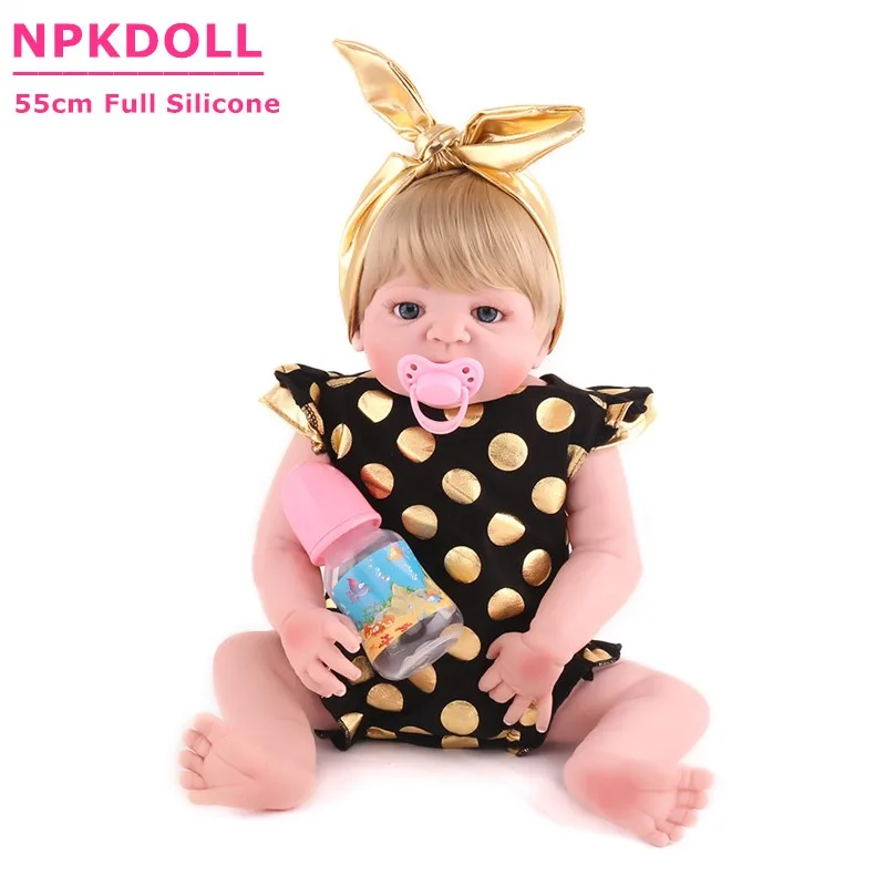 

Realistic 22Inch Bebe Reborn NPKDOLL Full Vinyl Silicon Body Baby Reborn Doll Cute Boneca Infants Bathe Toys Girls Birthday Gift