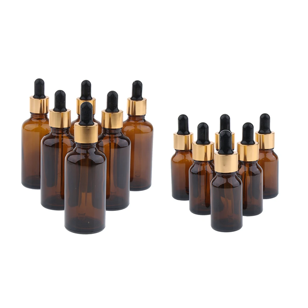 Pack Of 12pcs, Portable Empty Glass Dropper Bottles For Essential Oils, Colognes & Perfumes With Eye Droppers