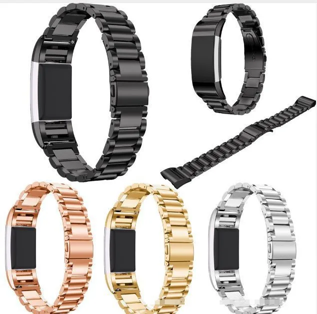 

Watchbands for Fitbit Charge 2 Stainless Steel Metal Replacement Smart Watch Band Bracelet with Double Button Folding Clasp