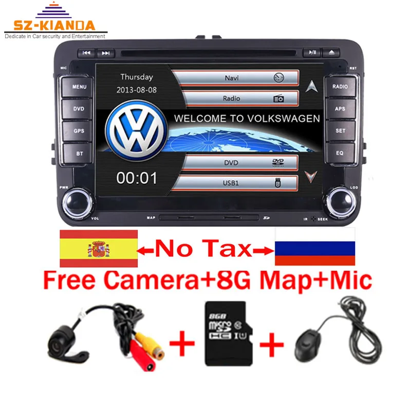 В наличии 7 дюймов сенсорный экран 2din автомобильный DVD Volkswagen Golf, Volkswagen Polo Jetta Passat Tiguan с 3g gps Bluetooth Радио USB SD руль - изображение