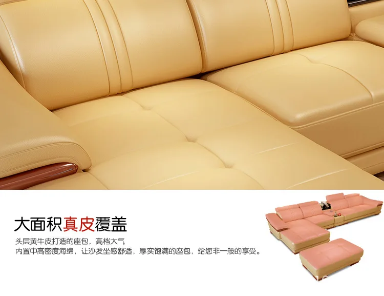 Living Room Sofa set furniture real genuine cow leather sofas recliner couch puff asiento muebles de sala canape L sofa cama
