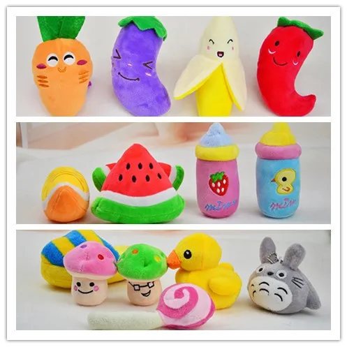 

New Style Fruit Plush dog Sound Squeak Toy Chew Squeaker Colorful Sound Toys