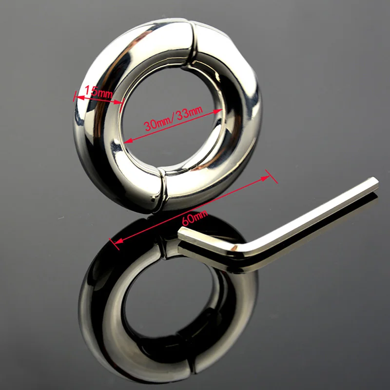 Stainless Steel Penis Ring Ball Stretcher Delay Lasting Metal Cock Ring Scrotum Restraint Testicular Chastity Device for Men (9)