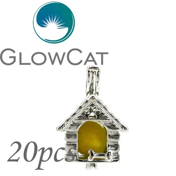 

20x KK645 Silver Pet House Dog Paw Beads Cage Essential Oil Diffuser Aromatherapy Pearl Cage Locket Pendant Jewelry Making