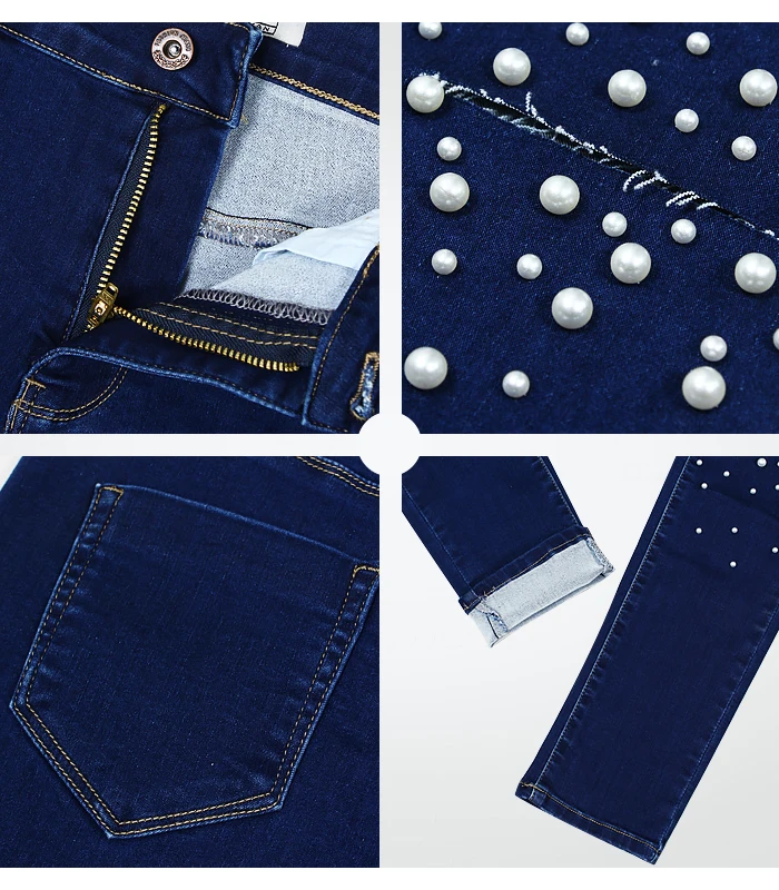 2180 Youaxon брендовые новые женские рваные джинсы с высокой талией и бусинами, женские синие эластичные джинсовые штаны, джинсы для женщин