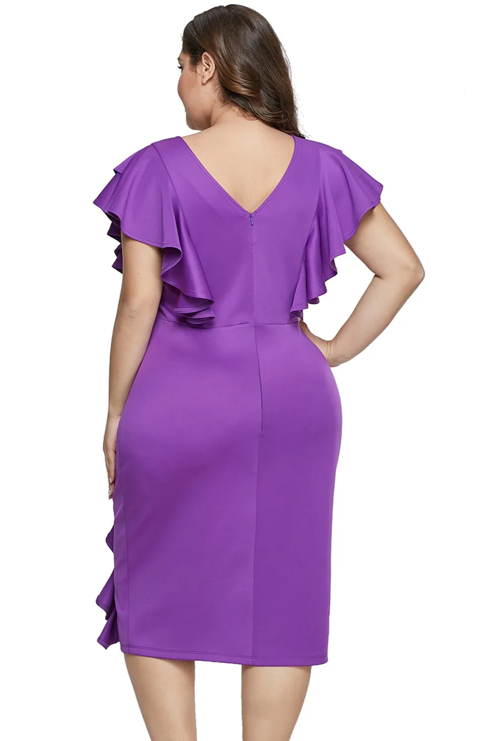 Purple-Ruffled-Flutter-Sleeve-Plus-Size-Dress-LC611024-8-2