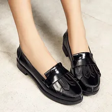 Marca de moda de Lujo Franja Mocasines Slip-On Plataformas Pisos 2017 Mocasines de Cuero Genuinos Ocasionales Zapatos del Barco de La Borla de Gran Tamaño 41