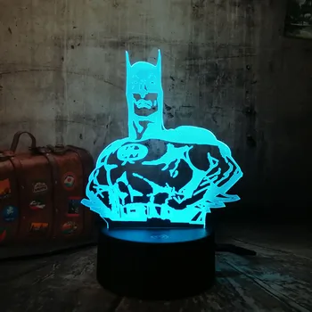 

2019 New DC Hero Batman Figure Boy Children's Day toys 7 Color Changing 3D LED Desk Night Light Bedroom living Lamparas Kid Toy