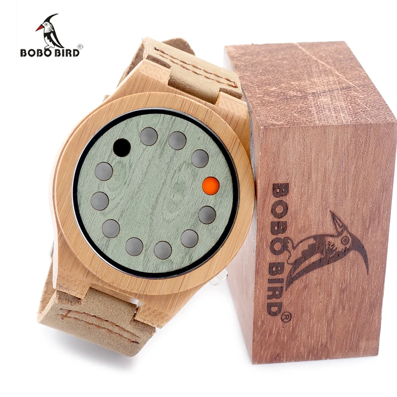 BOBO BIRD New Design Fashion Mens Wood Watches Business Bamboo Wooden Wristwatches Casual Clock Relojes Hombre C-A03