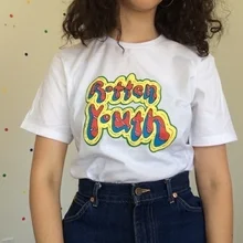 HAHAYULE Rotten Youth Женская корейская модная Винтажная футболка Летняя женская футболка гранж стиль Эстетическая белая футболка