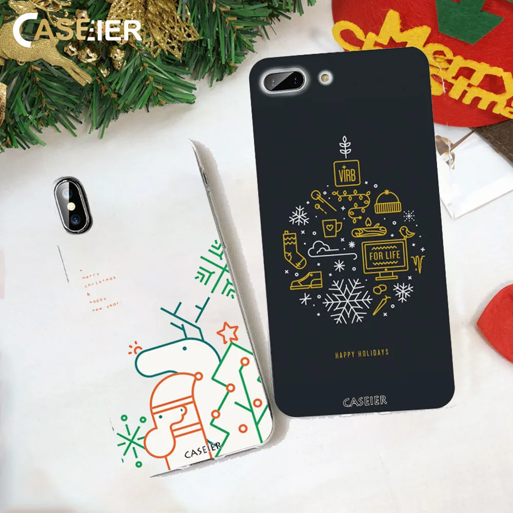 CASEIER Soft New Year Case For iPhone XR Cases Christmas Cover 7 8 6 6s Plus X XS Max 5s Black TPU 2019 Phone Capinha |