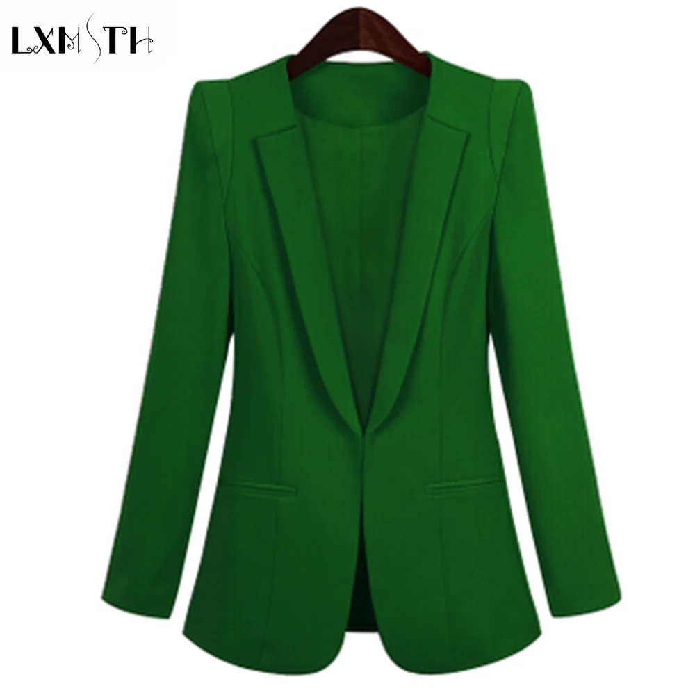 LXMSTH 2018 Korean Green Plus Size Blazer Autumn Fashion Solid Office