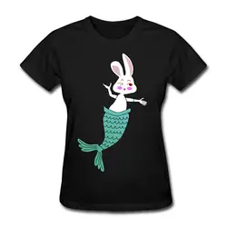 Новая мода Русалка кролика футболки Для женщин Изделие из хлопка с короткими рукавами женская футболка Повседневное O шеи личность женские