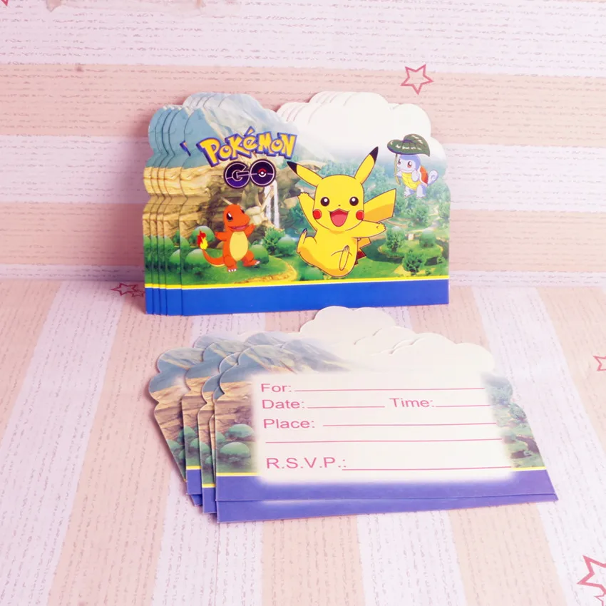 Us 149 21 Di Sconto10 Pz Carte Pokemon Go Invito Carta Di Design Per Bambini Festa Di Compleanno Decorazione Forniture In Biglietti E Inviti Da